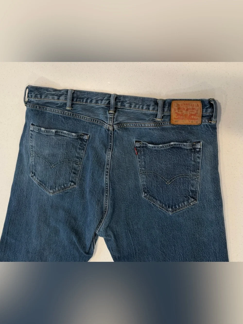Levi's 501 Jeans Men 40x30 Blue Straight Leg Button Fly Red Tab Denim